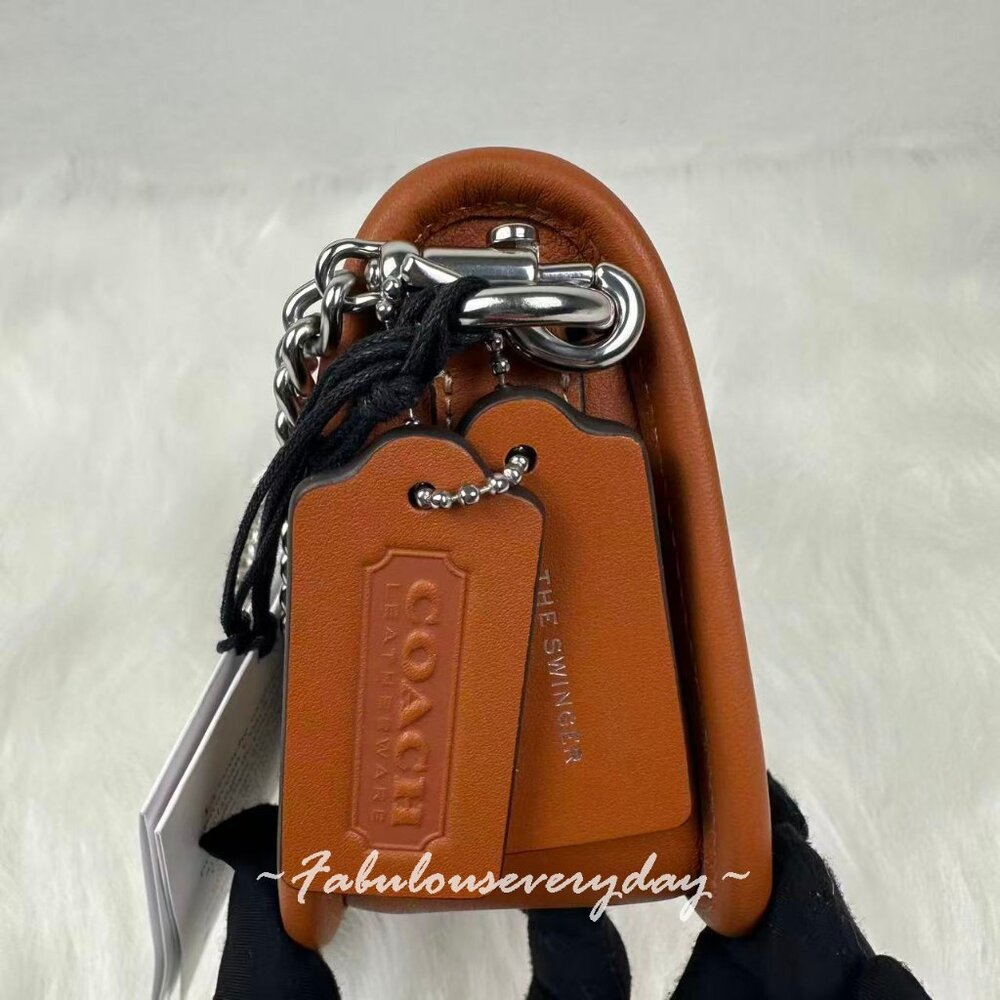 Coach Swinger 20 Crystal Bag In Signature Jacquard Burnished Amber NWT - Picture 4 of 10